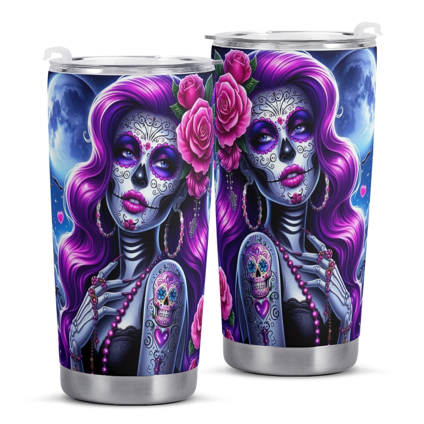 Day of the dead tumbler, sugar skull cup mug tumbler, Dia de los muertos skull tumbler mug cup, candy skull skeleton gothic mug cup tumbler