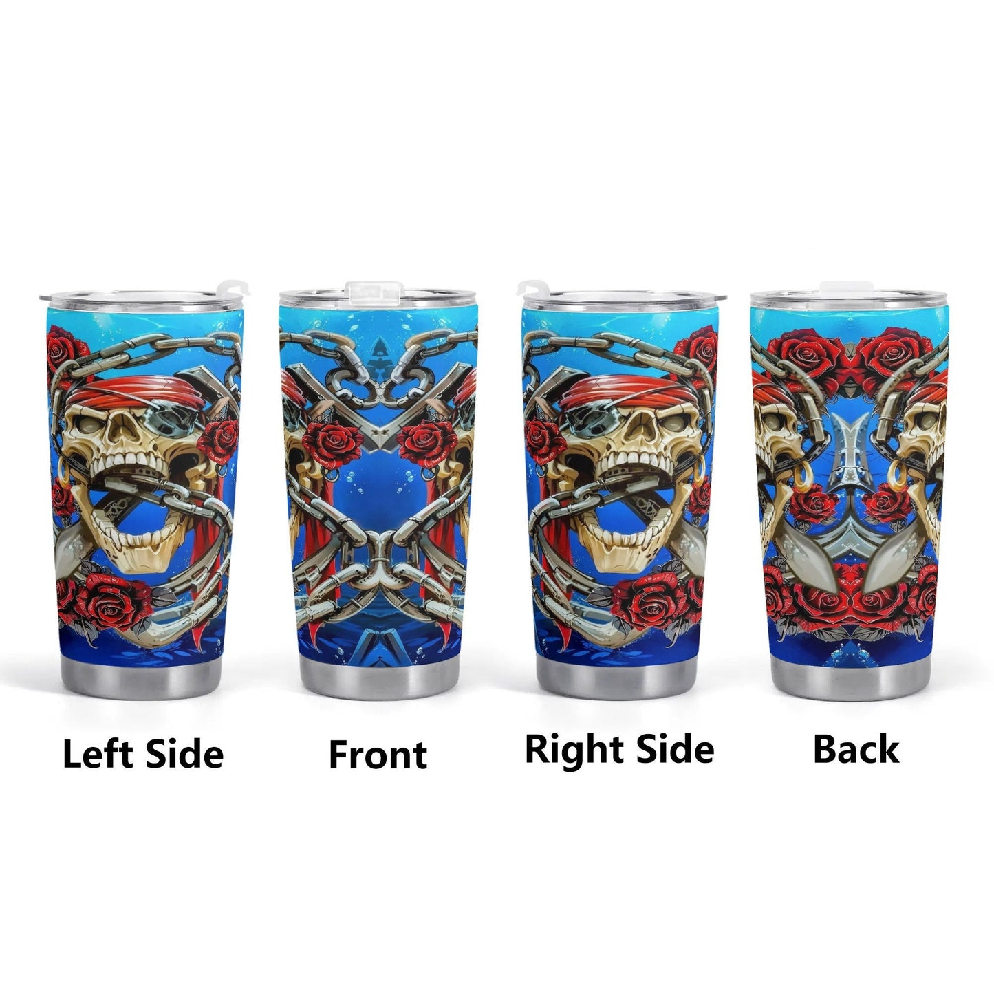 Skull Pirates mug, floral skull tumbler, skeleton skull tumbler, skull jumbo Mug grim reaper coffee mug, halloween skull gothic tumbler cup