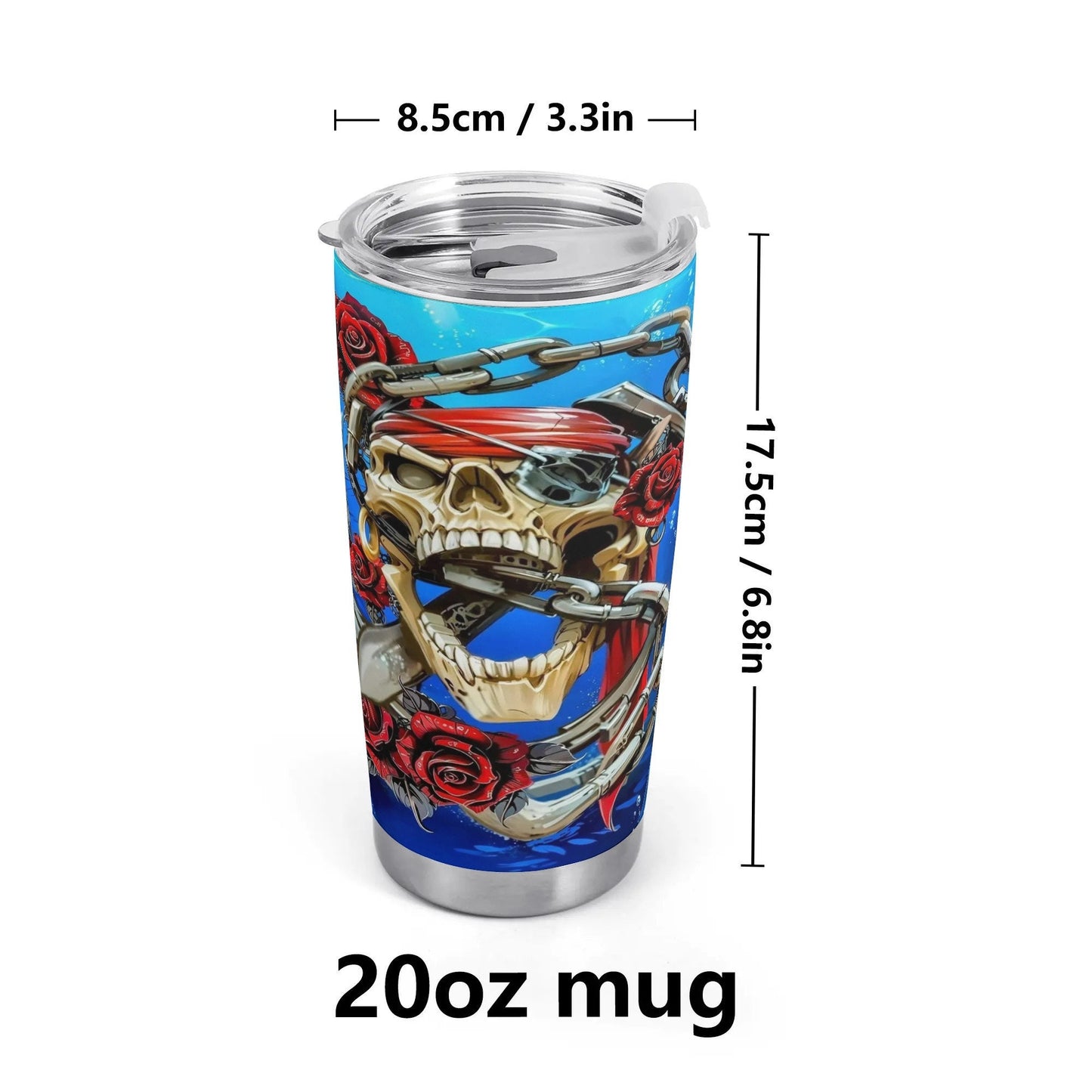 Skull Pirates mug, floral skull tumbler, skeleton skull tumbler, skull jumbo Mug grim reaper coffee mug, halloween skull gothic tumbler cup