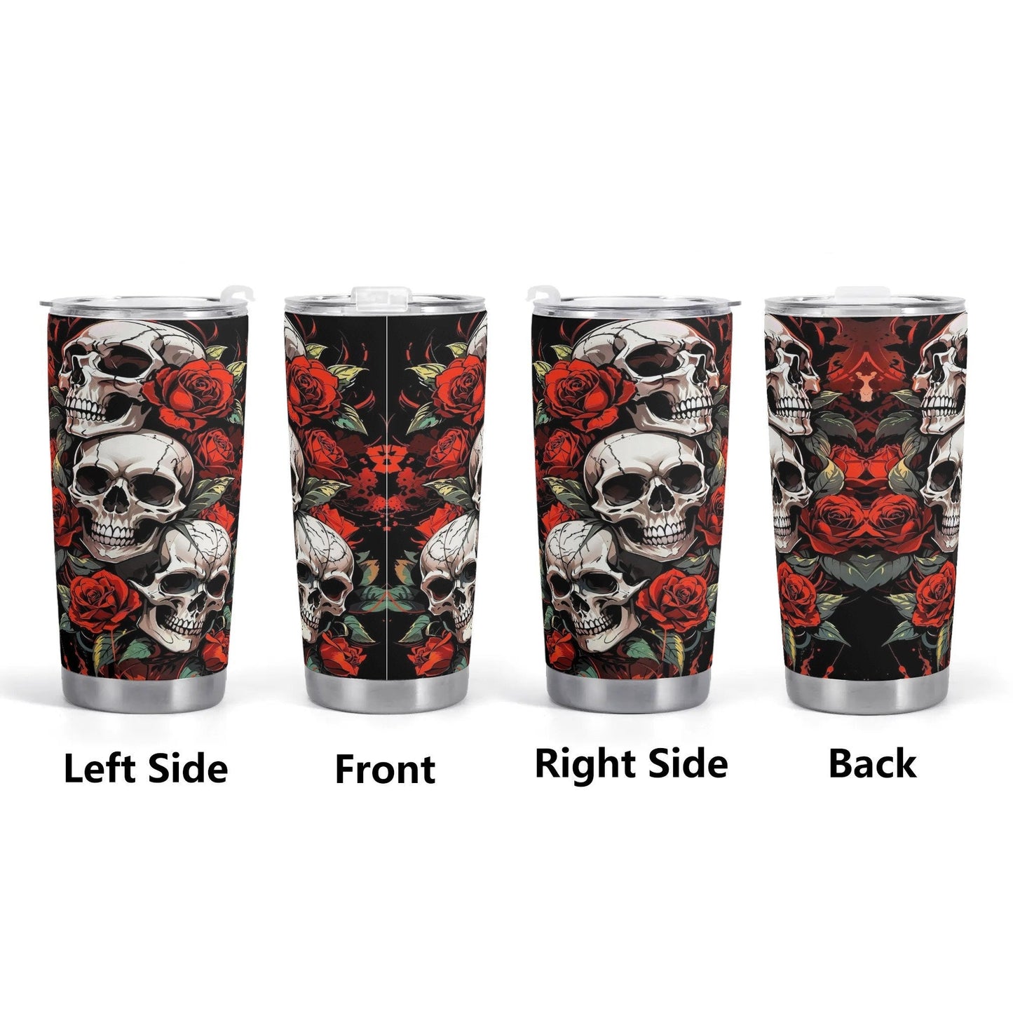 Skull rose mug, floral skull tumbler, skeleton skull tumbler, skull floral Mug grim reaper coffee mug, halloween skull gothic tumbler cup