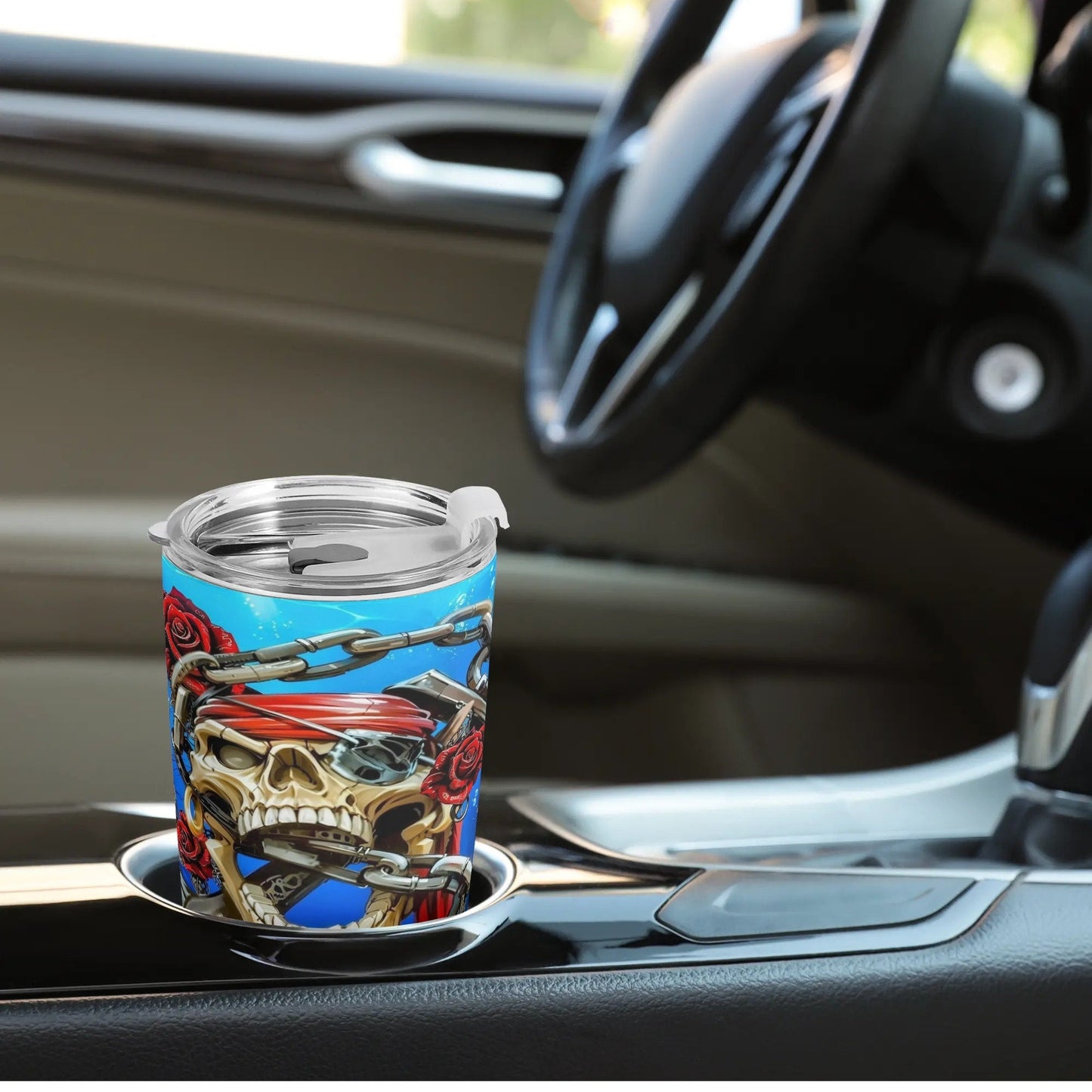 Skull Pirates mug, floral skull tumbler, skeleton skull tumbler, skull jumbo Mug grim reaper coffee mug, halloween skull gothic tumbler cup