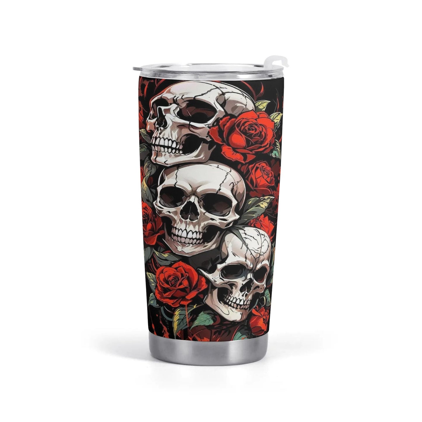 Skull rose mug, floral skull tumbler, skeleton skull tumbler, skull floral Mug grim reaper coffee mug, halloween skull gothic tumbler cup