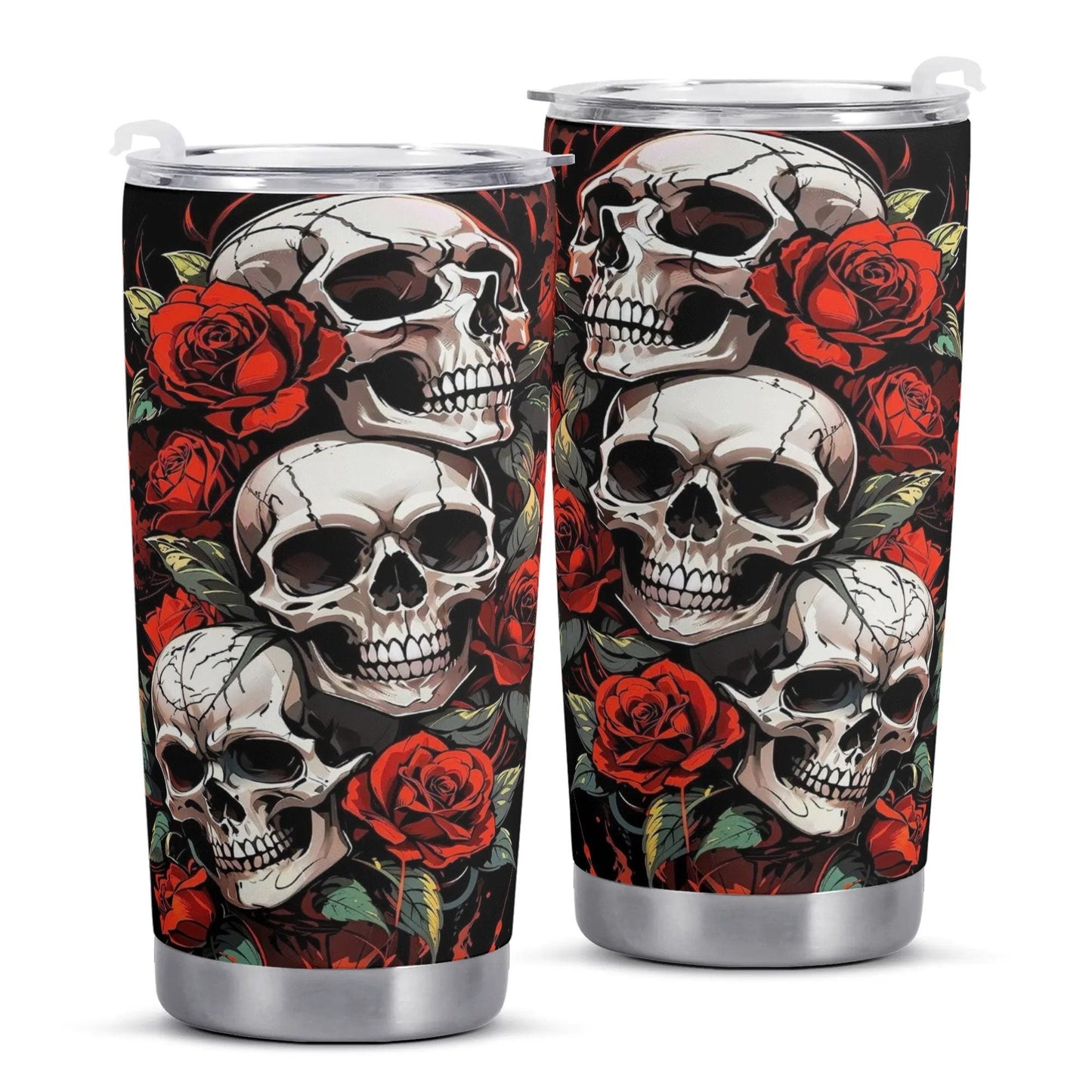 Skull rose mug, floral skull tumbler, skeleton skull tumbler, skull floral Mug grim reaper coffee mug, halloween skull gothic tumbler cup