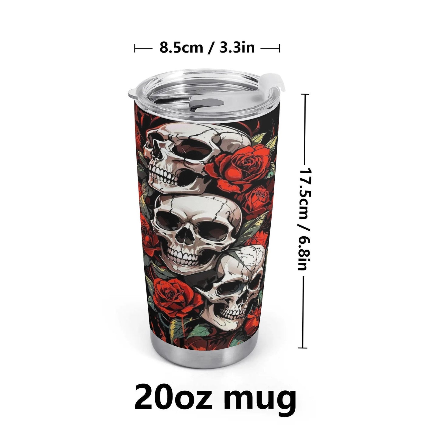 Skull rose mug, floral skull tumbler, skeleton skull tumbler, skull floral Mug grim reaper coffee mug, halloween skull gothic tumbler cup