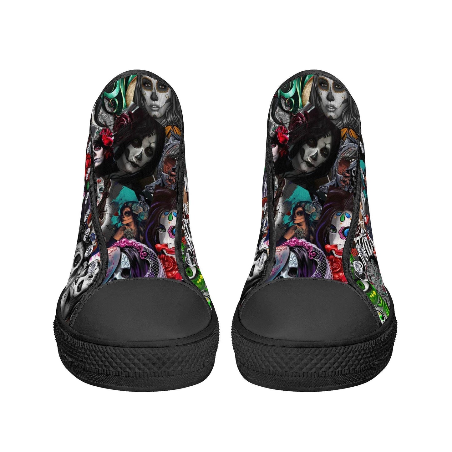 Sugar skull shoes, day of the dead hight top sneakers, dia de los muertos skull sneakers gift, day of the dead high top shoes