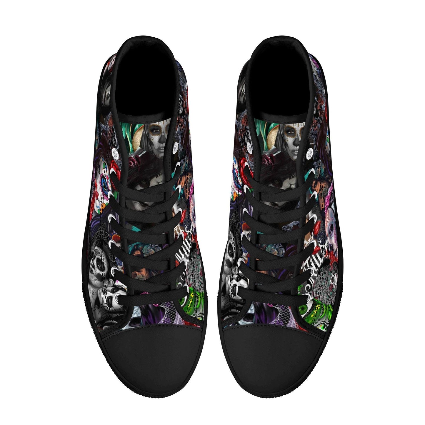Sugar skull shoes, day of the dead hight top sneakers, dia de los muertos skull sneakers gift, day of the dead high top shoes