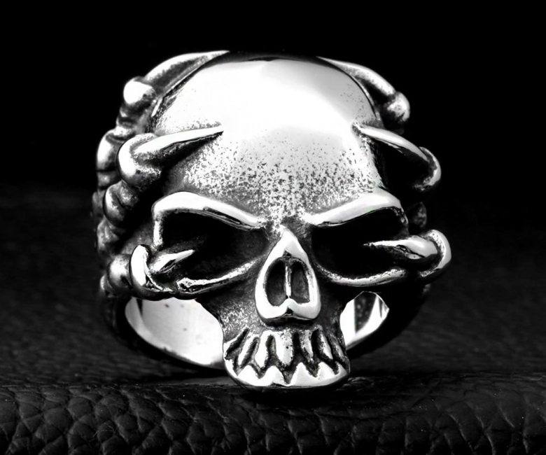 steel soldier skull ring Men's Gothic Punk Claw Skeleton jewelry