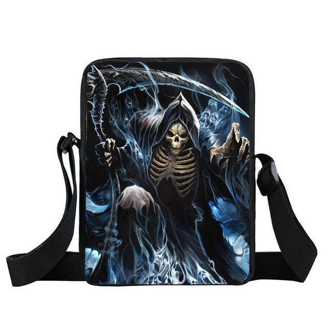 Dark Gothic Angel Skull Mini Messenger Bag Girls Ladies Shoulder Bags Grim Reaper Punk Women Cross Bag Kids Gift Bags Bookbag