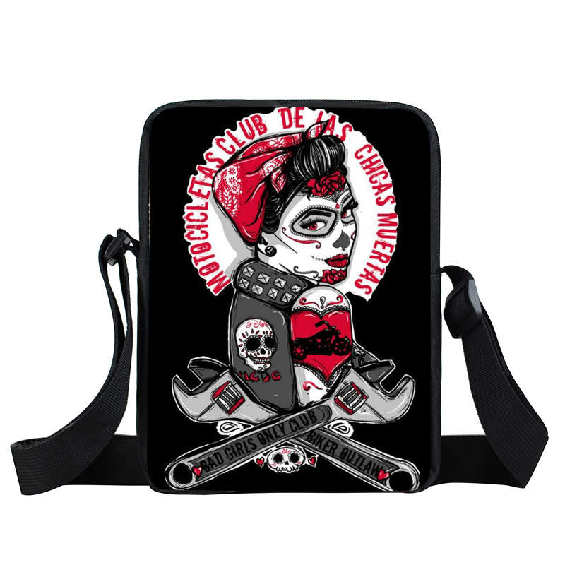 Cool Gothic Girl Mini Messenger Bag Rock Women Handbag Kids Crossbody Bag Skull Children School Bags Boys Girls Bags Best Gift