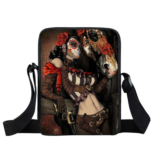 Cool Gothic Girl Mini Messenger Bag Rock Women Handbag Kids Crossbody Bag Skull Children School Bags Boys Girls Bags Best Gift
