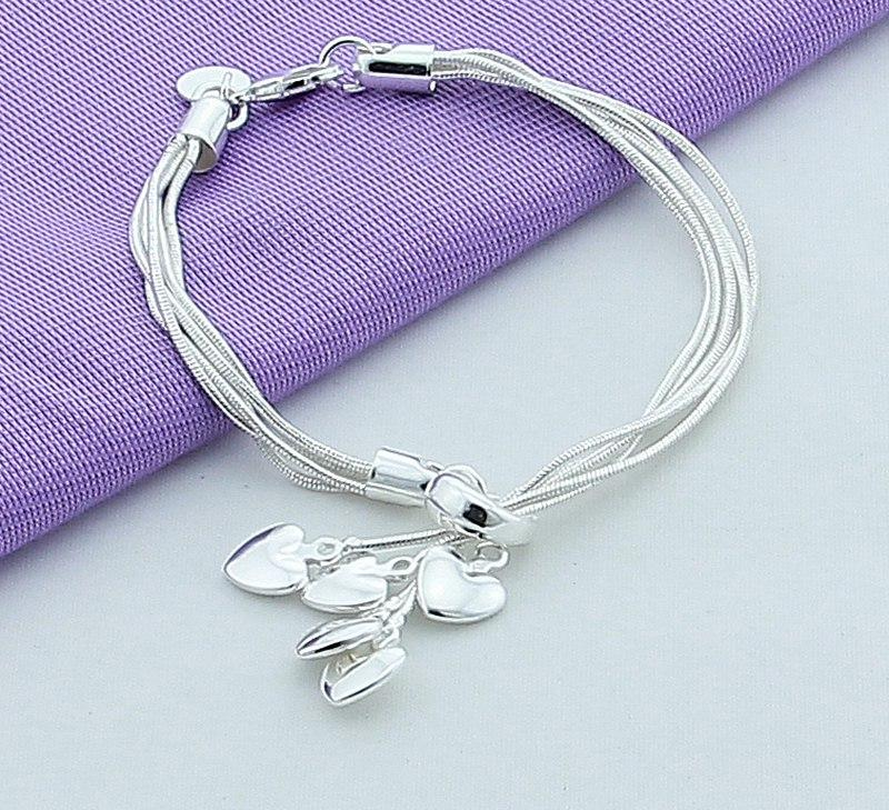 925 Sterling Silver Bracelet Love Bracelet Hook Five Heart High Quality Jewelry Accessories Plated Silver Bracelet