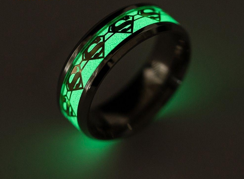Trendy Luminous Stainless Steel Ring New Arrival Charm Glow In the Dark Ring for Couples Women& Men Jewelry 6-13 Size