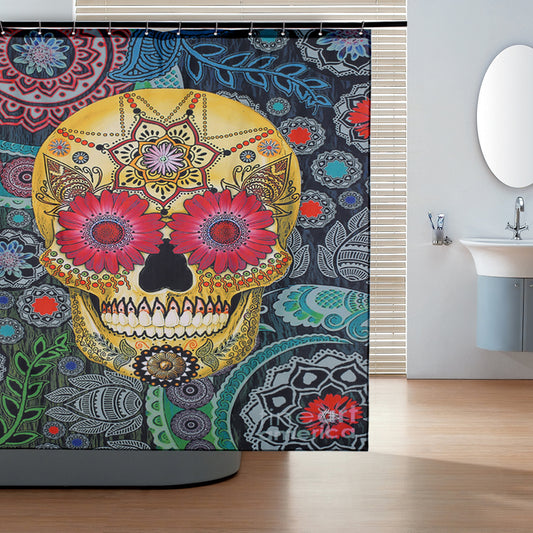 Skull Pattern Shower Curtain Polyester Fabric Shower Curtains Waterproof  Bath Curtain with Hooks Bathroom Products