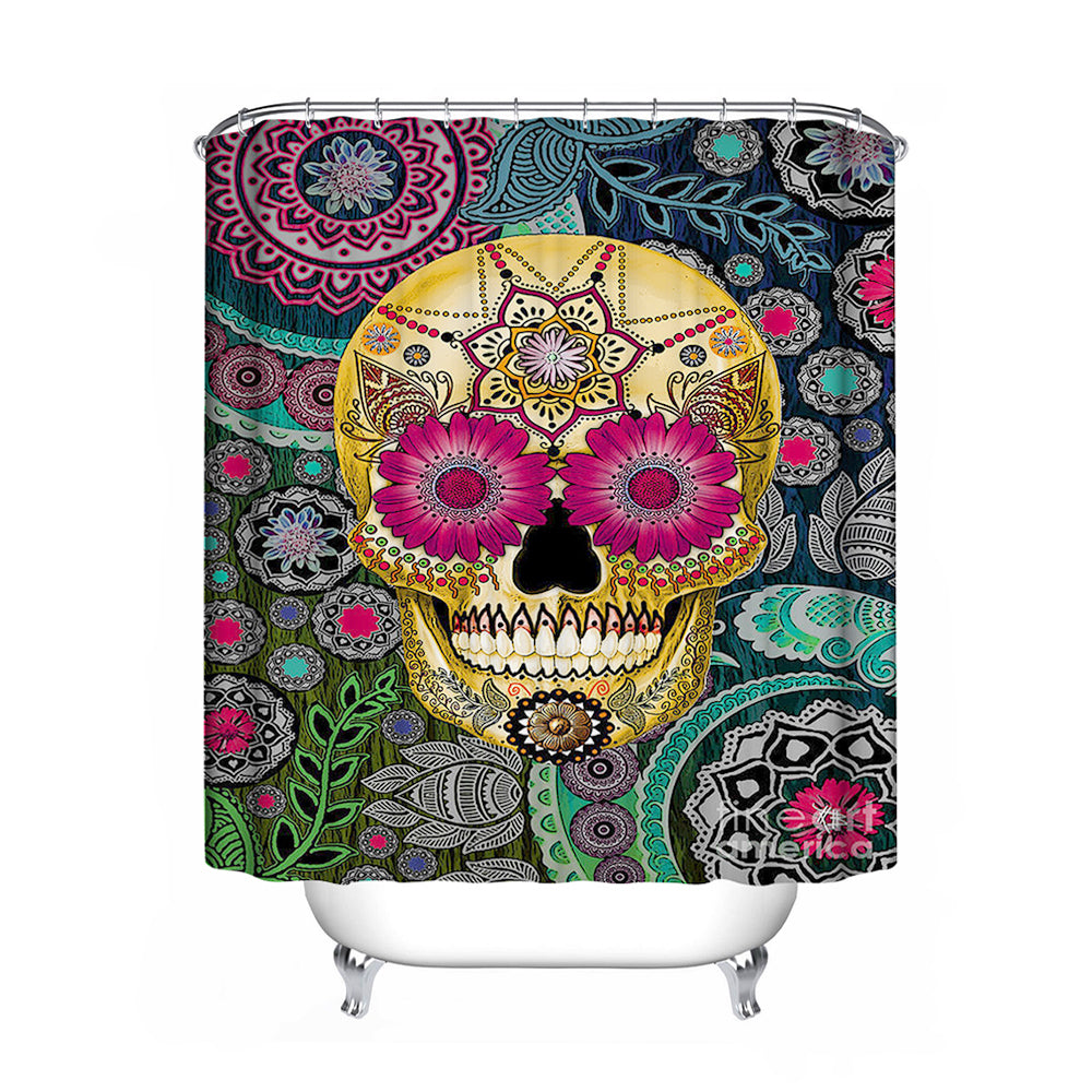 Skull Pattern Shower Curtain Polyester Fabric Shower Curtains Waterproof Bath Curtain with Hooks Bathroom Products