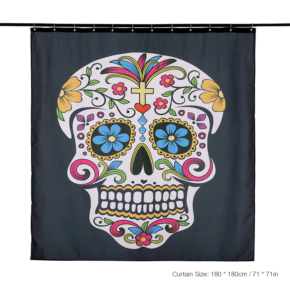 Skull Pattern Shower Curtain Polyester Fabric Shower Curtains Waterproof Bath Curtain with Hooks Bathroom Products