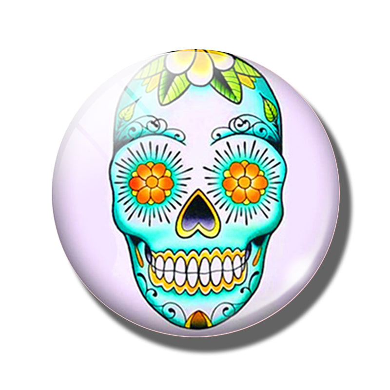20 PCS Sugar Skull Day of The Dead 25MM Glass Cabochons
