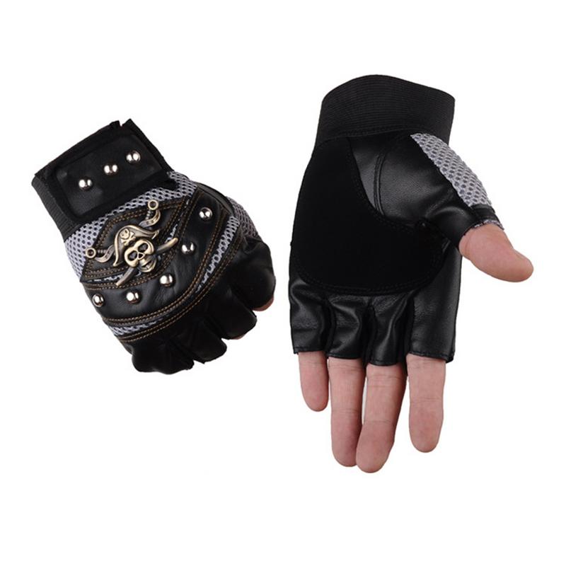 Skull Pattern Non-Slip Half Finger Gloves