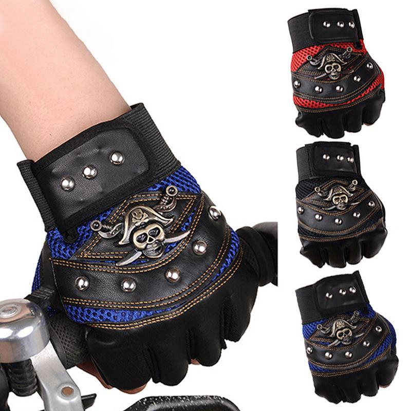 Skull Pattern Non-Slip Half Finger Gloves