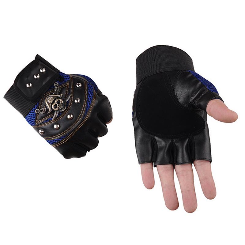 Skull Pattern Non-Slip Half Finger Gloves