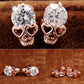 1 Pair Women Ladies Rose Gold Tone Crystal Skull Pierced Studs Earrings