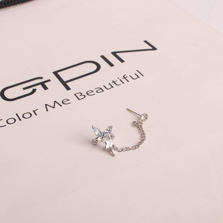 1 Pc New Fashion Personality Metal Ear Clip Leaf Tassel Earrings Pendientes Ear Cuff Women Caught In The Ear Cuffs Jewelry