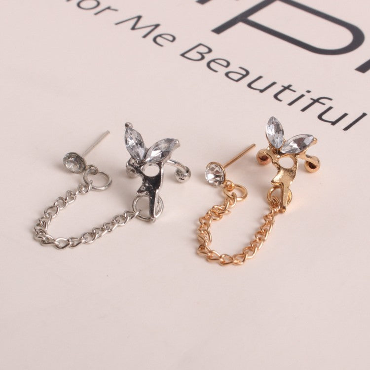 1 Pc New Fashion Personality Metal Ear Clip Leaf Tassel Earrings Pendientes Ear Cuff Women Caught In The Ear Cuffs Jewelry