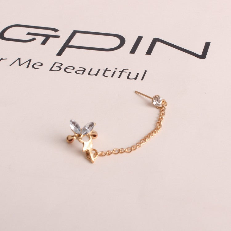 1 Pc New Fashion Personality Metal Ear Clip Leaf Tassel Earrings Pendientes Ear Cuff Women Caught In The Ear Cuffs Jewelry