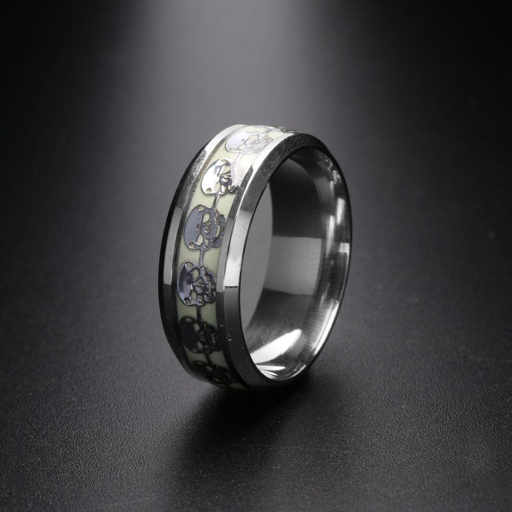 1 Pcs Luminous Skull Rings for Men Gold Silver Glow In The Dark Rings Stainless Steel Women Rings Jewelry
