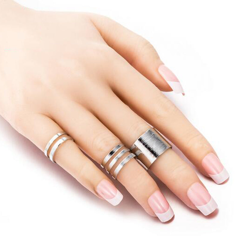 1 Set/3 Pcs Punk Gold Silver Rings Female Anillos Stack Plain Band Midi Mid Finger Knuckle Rings Set for Women Anel Rock Jewelry