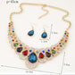 1 Set Charm Women's Jewelry Drop Earrings Gold Color Pendant Choker Necklace Dangle Hook Bib Jewelry