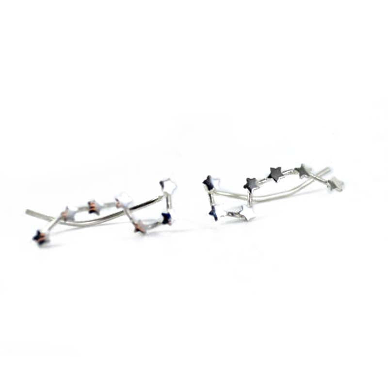 1 pair Women Silver/Rose Gold Color Star Shape Dipper Constellation Clip Earring Ear Vine Ear Sweep Earrings Fashion Jewelry