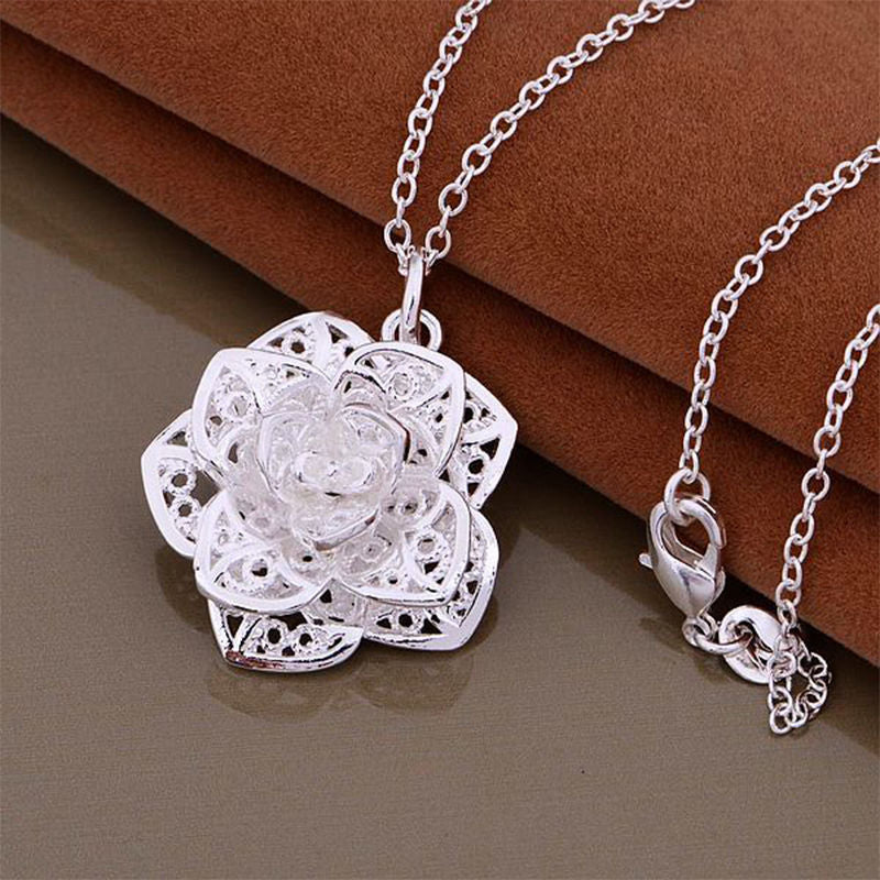 1 pc Women  HOT SALE Heart Flower Pendant Necklace Chain Jewelry NEW fine