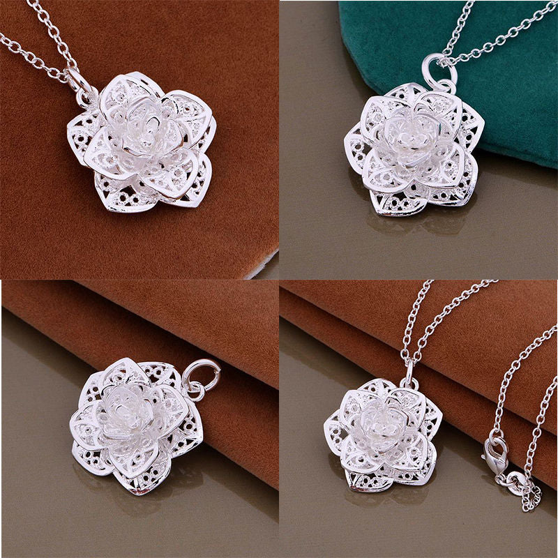 1 pc Women  HOT SALE Heart Flower Pendant Necklace Chain Jewelry NEW fine