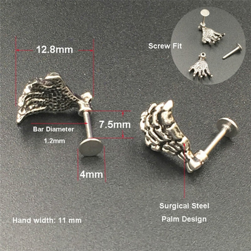 1 pcs for Women Men Punk Skull Devil Hand Kylie Lip Piercing