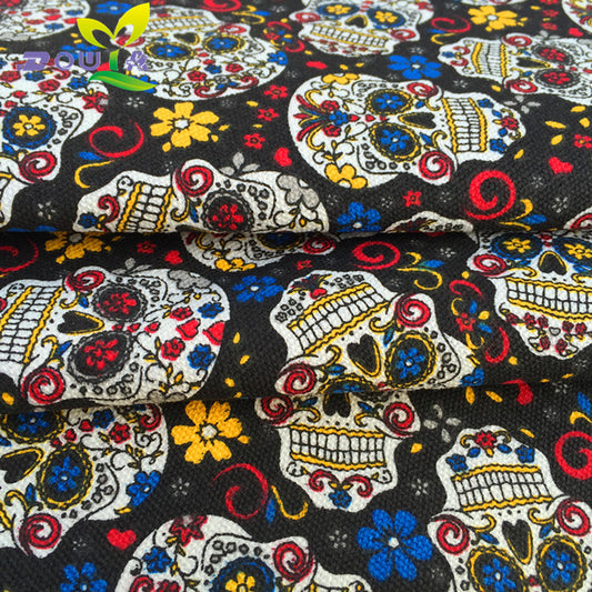 1 yards / diamond skull printed canvas handmade fabric cloth curtain sofa table cloth cushion pillow bag|fabric
