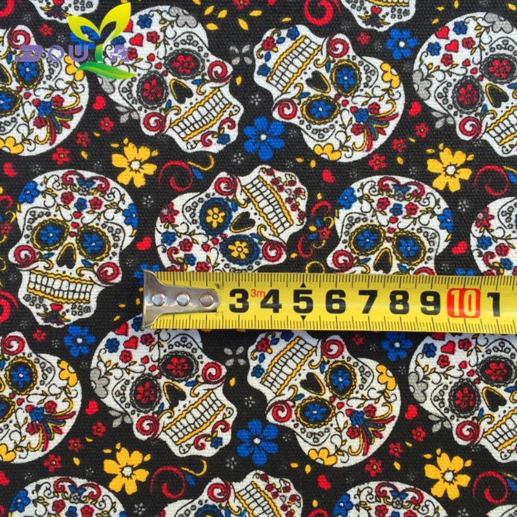 1 yards / diamond skull printed canvas handmade fabric cloth curtain sofa table cloth cushion pillow bag|fabric