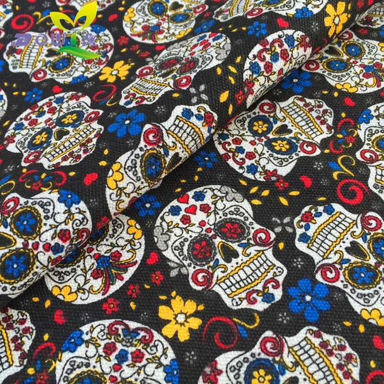 1 yards / diamond skull printed canvas handmade fabric cloth curtain sofa table cloth cushion pillow bag|fabric
