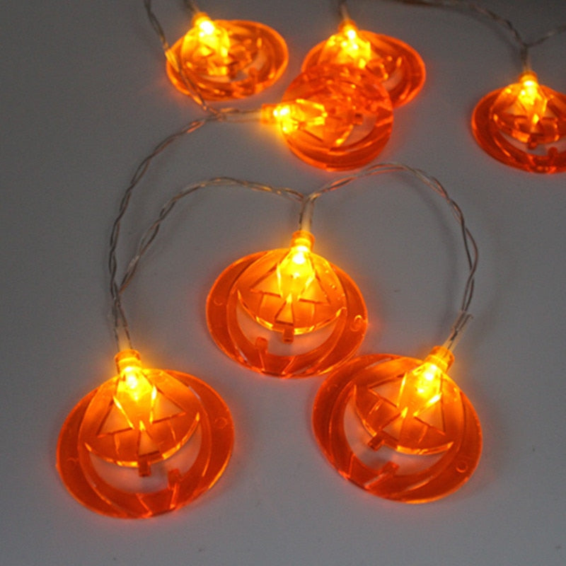 10 LED Hanging Halloween Decor Pumpkins/Ghost/Spider/Skull LED String Lights Lanterns Lamp For DIY Home Outdoor Party Supplies