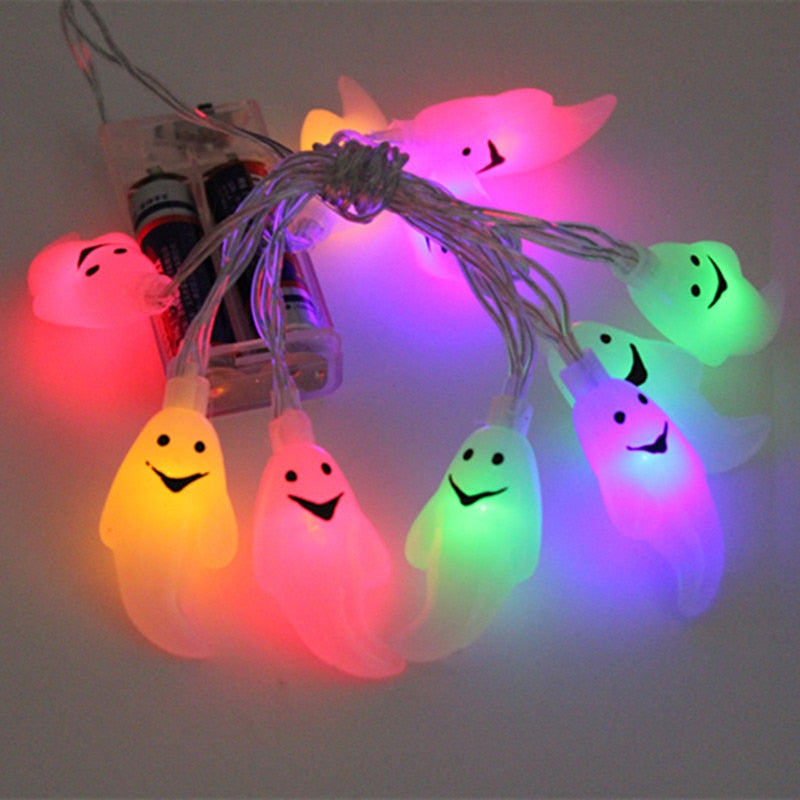 10 LED Hanging Halloween Decor Pumpkins/Ghost/Spider/Skull LED String Lights Lanterns Lamp For DIY Home Outdoor Party Supplies