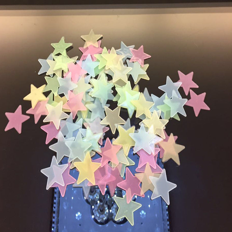100pcs/bag 3cm Glow in the Dark Toys Luminous Star Stickers Bedroom Sofa Fluorescent Painting Toy PVC Stickers for Kids Room