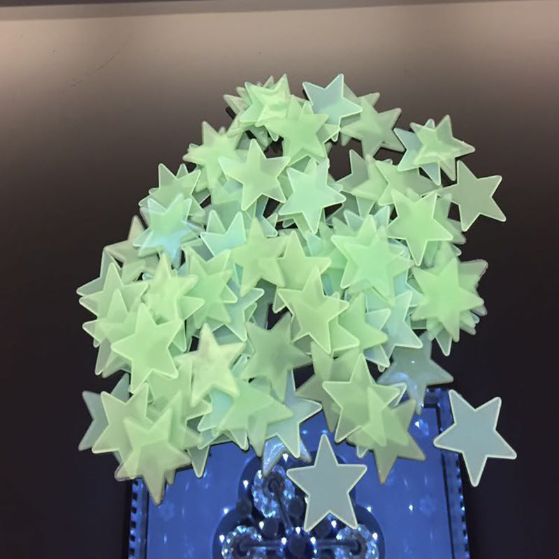 100pcs/bag 3cm Glow in the Dark Toys Luminous Star Stickers Bedroom Sofa Fluorescent Painting Toy PVC Stickers for Kids Room