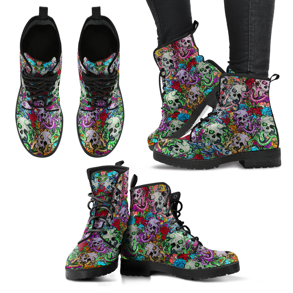 Sugar Skull Octopus Women's Handcrafted Premium Boots