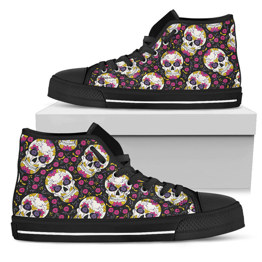 Black Sugar skull high top shoes