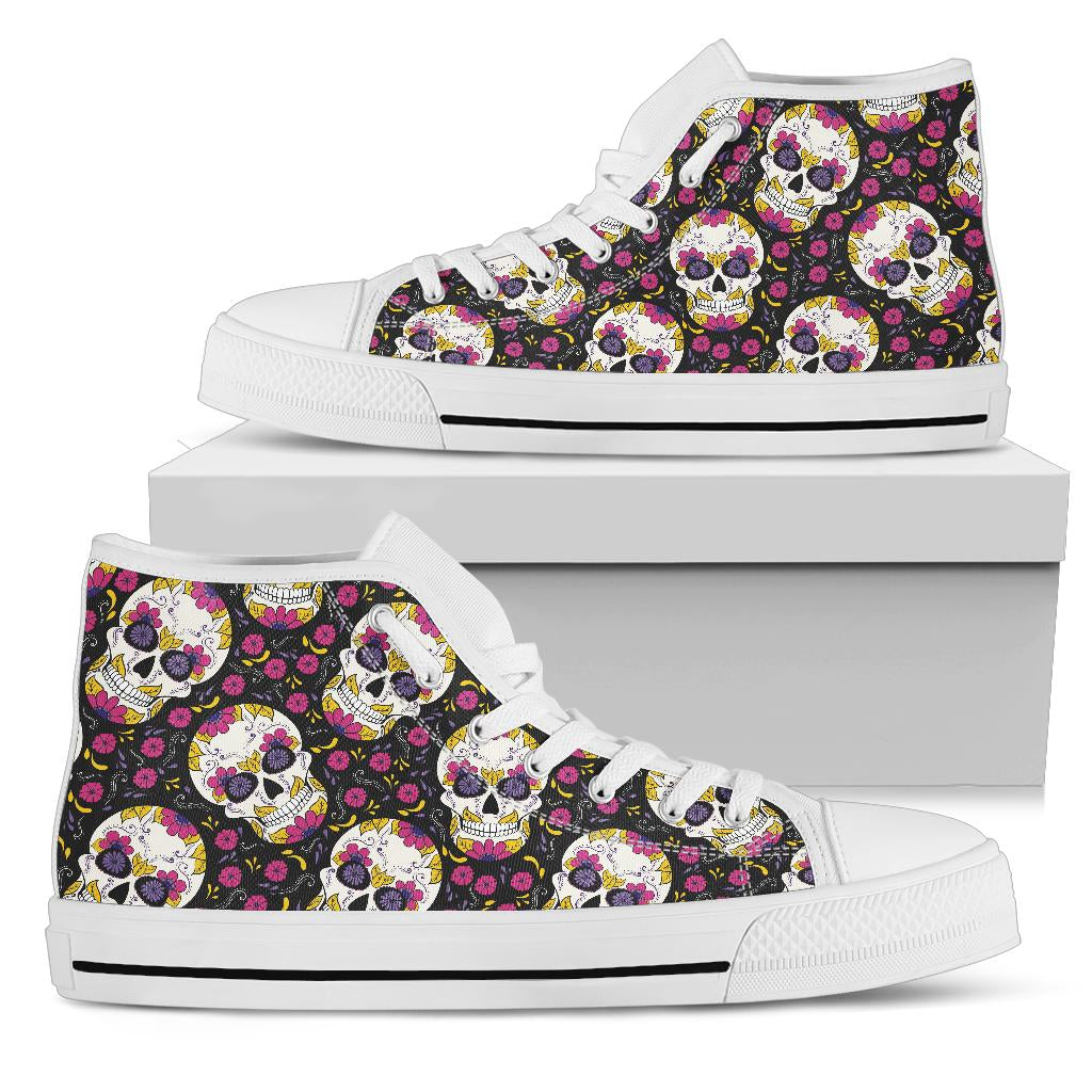 Black Sugar skull high top shoes