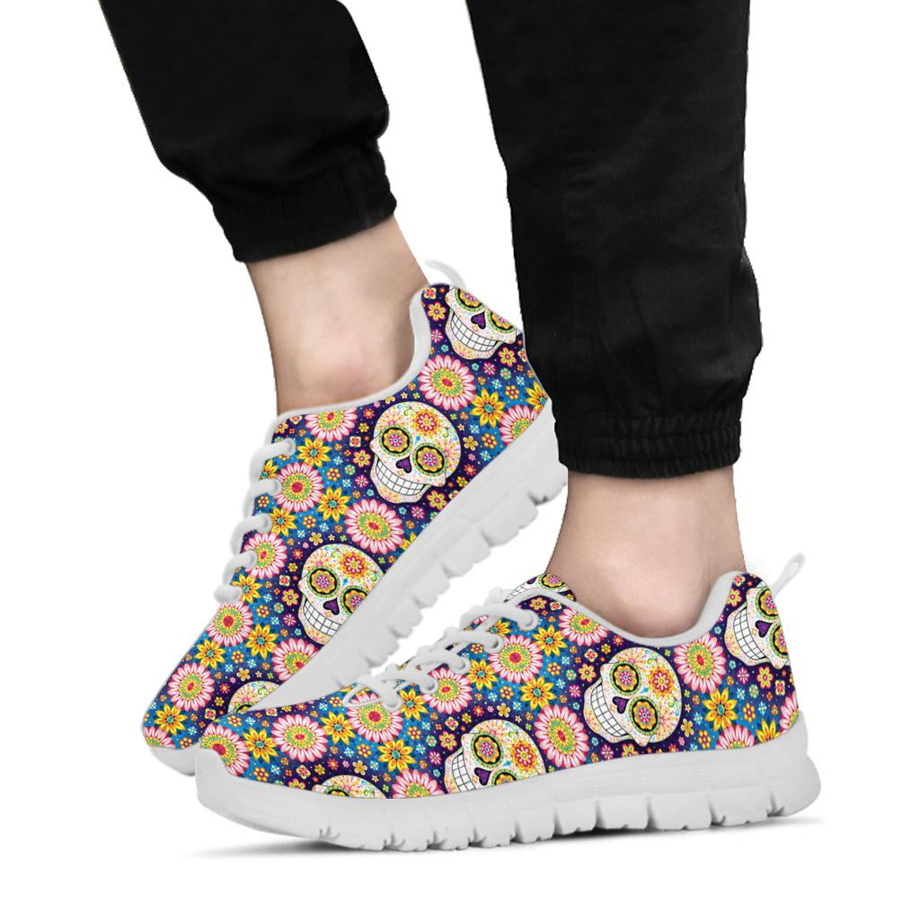 Sugar skull sneakers shoes - black