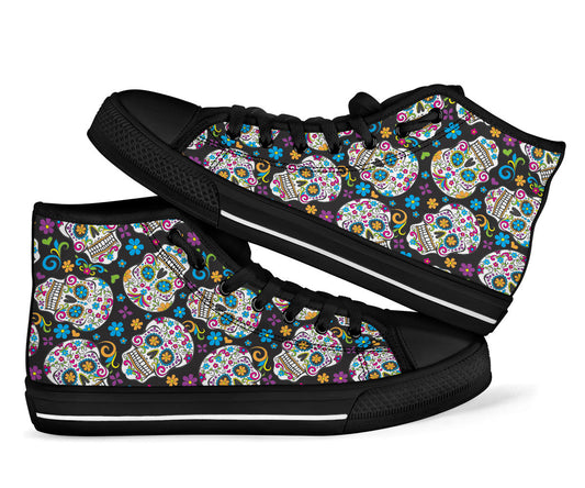 Sugar skull day of the dead high top shoes