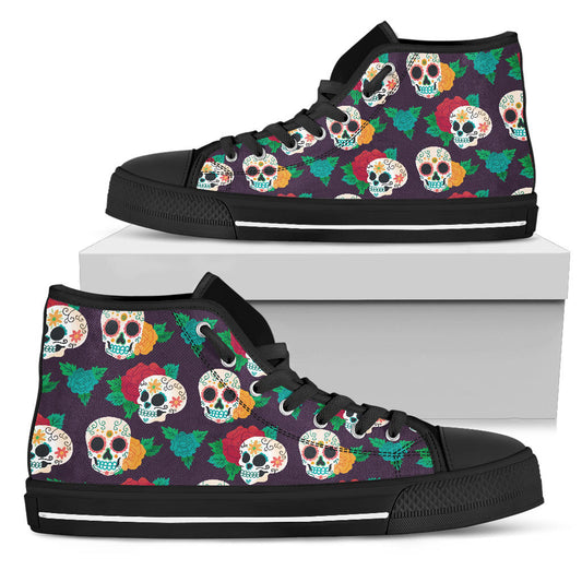 Black Sugar skull high top shoes