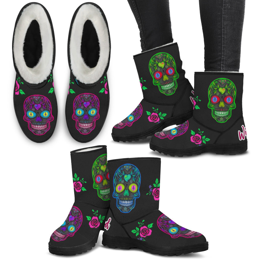 Wicked Skulls Faux Fur Boots!