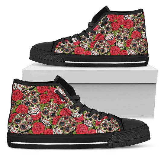 Black Sugar skull high top shoes