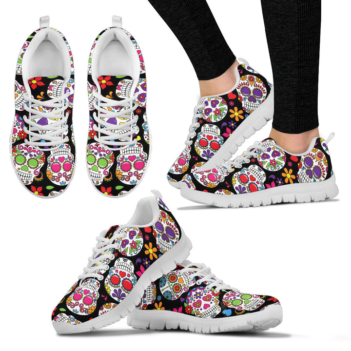 Sugar skull Day of the dead Women's Sports Shoes, Dia de los muertos skull skeleton shoes sneakers